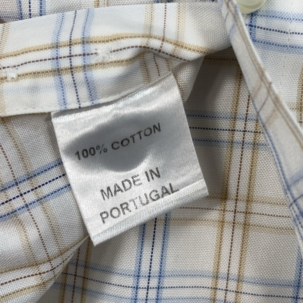 Dunhill Shirt Men's M Beige Plaid Check 100% Cotton Pocket Button Down‎ - Picture 12 of 14